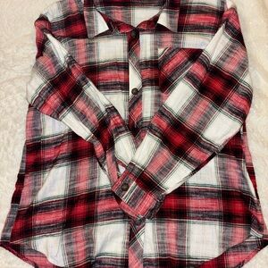 Maurices Green and Red Button Down Shirt